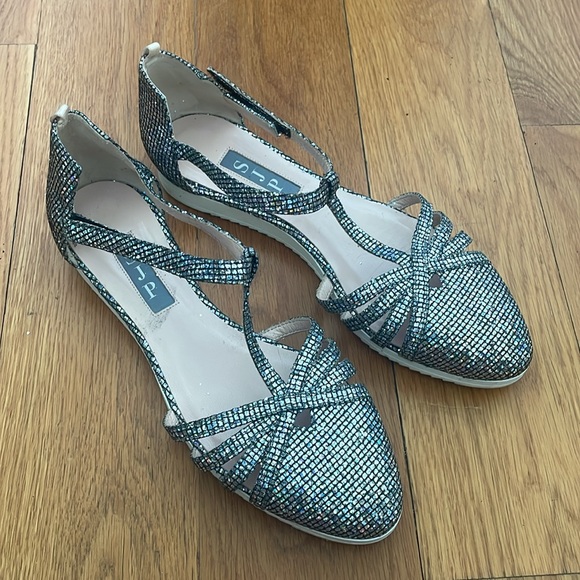 SJP Meteor Silver Scintillate Sandals 36 - Picture 4 of 13
